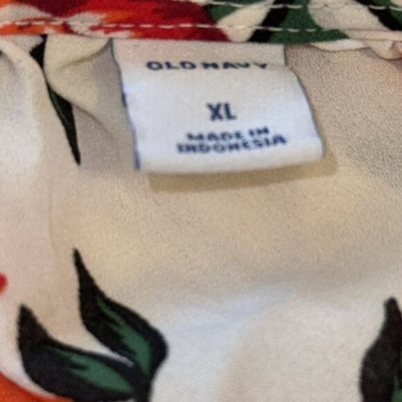 Old Navy Womens Floral Peplum Blouse XL White & Pink - Picture 3 of 10